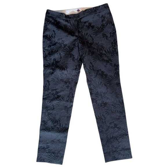 Brooks Brothers‎ black floral jacquard capri pant size 4 New With Tags NWT - Picture 1 of 9